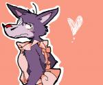 anthro apron blush bodily_fluids clothing crying eyewear facial_hair fur heart_symbol japanese male monocle mustache pink_background purple_body purple_fur simple_background solo tears kototani_kaiki sherlock_hound_(series) moriarty_(sherlock_hound) canid canine canis mammal wolf