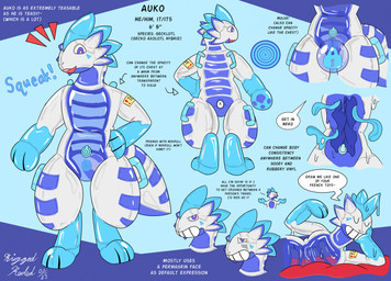 anthro chastity_bulge chastity_device dialogue dripping handles_on_back handles_on_thighs hollow_body inflatable latex lock_bulge lock_symbol male null_bulge permanent_smile pool_toy solo squeaking tendrils text toy unusual_anatomy warning_label wearing_chastity_device riggedreded auko_(riggedreded) amphibian animate_inanimate aquatic axolotl gecko hybrid living_inflatable lizard mole_salamander reptile salamander scalie 2025 english_text hi_res model_sheet