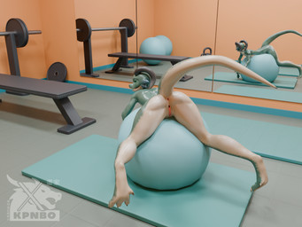 anthro anus ball breasts butt exercise_ball female genitals horn mirror nude nude_anthro nude_female solo spread_legs spreading tail vulva zalithra kpnbo mythology dragon mythological_creature mythological_scalie scalie 3d_(artwork) 4:3 digital_media_(artwork)