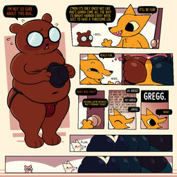 anthro belly big_belly big_butt blue_body blush bodily_fluids broken_glasses brown_body butt chest_tuft clothed clothing dialogue door door_handle doorknob erection eyewear fangs female genitals glasses group group_sex hat headgear headwear heart_symbol hot_dogging huge_butt jockstrap jockstrap_only male male/female male/male moobs navel nipples open_mouth overweight overweight_anthro overweight_male panties penis sex sharp_teeth smile sweat tail teeth text thought_bubble threesome topless tuft underwear underwear_only vein veiny_penis wearing_glasses yellow_body zlut385 night_in_the_woods angus_delaney aunt_molly_(nitw) candy_borowski gregg_lee mae_borowski 1:1 colored comic digital_drawing_(artwork) digital_media_(artwork) english_text hi_res aunt_(lore) aunt_and_niece_(lore) daughter_(lore) mother_(lore) mother_and_child_(lore) mother_and_daughter_(lore) niece_(lore) parent_(lore) parent_and_child_(lore) parent_and_daughter_(lore) sibling_(lore) sister_(lore) sisters_(lore)