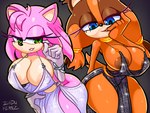 anthro areola big_breasts biped breasts clothed clothing dress duo eyelashes female fingers hair looking_at_viewer pupils simple_background smile sticks_naughty_face thick_thighs three-quarter_view wide_hips ichduhernz sega sonic_boom sonic_the_hedgehog_(series) amy_rose sticks_the_jungle_badger badger eulipotyphlan hedgehog mammal mustelid musteline hi_res