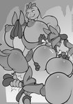 animal_genitalia animal_penis anthro anthro_on_anthro areola big_areola big_breasts biped breast_play breast_suck breastfeeding breasts butt canid canine canine_genitalia canine_penis chest_spike comic duo erection female freckles_(artist) generation_1_pokemon generation_4_pokemon genitals huge_breasts interspecies lucario machoke male male/female mammal monochrome muscular muscular_anthro muscular_female nintendo nipple_fetish nipple_pinch nipple_play nipple_suck nipples penis pinch pokemon pokemon_(species) puffy_areola smile spikes spikes_(anatomy) sucking tail