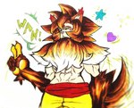 abs anthro brown_body brown_fur facial_markings female fur hair head_markings heart_symbol lee_kan_suu mane mane_hair markings motion_lines muscular neck_tuft solo spiked_tail spikes spikes_(anatomy) spiky_fur spiky_hair star star_polygon star_symbol tail tail_motion tailwag tuft yellow_eyes ink-dood mythology canid canid_demon canine canis demon hellhound humanoid mammal mythological_canine mythological_creature wolf half-length_portrait marker_(artwork) pen_(artwork) portrait traditional_media_(artwork)