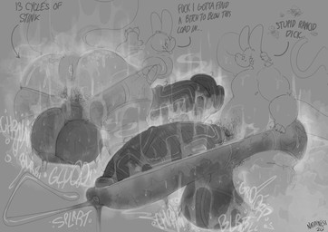 anthro anus balls belly big_ears big_penis bodily_fluids churning_balls circumcised claws clothing dialogue facial_scar genital_fluids genitals huge_penis hyper hyper_genitalia hyper_penis leaking_precum male musclegut muscular musk musky_penis nipples onomatopoeia penis penis_bigger_than_torso precum pubes puffy_anus scar smelly solo sound_effects star_underwear sweat sweaty_balls sweaty_clothing sweaty_genitalia sweaty_underwear tail text underwear vein veiny_penis wide_hips nathyness rain_world videocult slugcat invalid_tag digital_media_(artwork) greyscale hi_res monochrome sketch