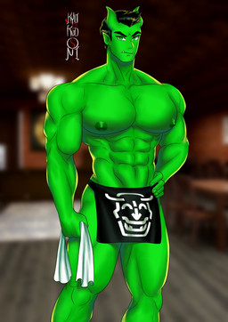 2_horns abs biceps green_body green_skin horn humanoid_pointy_ears male muscular muscular_humanoid muscular_male nipples pecs pointy_ears solo trapezius kyokudoni asian_mythology east_asian_mythology japanese_mythology mythology nagamaki_(kyokudoni) demon humanoid oni yokai hi_res