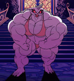 anthro big_muscles big_pecs black_claws bra breasts claws clothing feathers female flexing huge_muscles huge_pecs huge_thighs hyper hyper_muscles muscular muscular_anthro muscular_arms muscular_female muscular_legs muscular_thighs panties pecs pink_bra pink_clothing pink_panties pink_underwear red_sclera solo thick_thighs underwear white_body white_feathers parttimeyeen_(artist) helluva_boss stella_(helluva_boss) avian bird demon owl owl_demon animated no_sound short_playtime webm