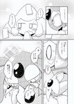 ambiguous_gender bed blush bodily_fluids comic covering covering_mouth embarrassed empty_eyes feral furniture generation_3_pokemon generation_4_pokemon hi_res holding_tail japanese_text jirachi legendary_pokemon looking_down mesprit monochrome nettsuu nintendo pokemon pokemon_(species) sitting square_eyes surprised_expression sweat sweatdrop tail text translated