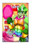 absurd_res amusement_ride anthro big_penis blush candy ceratopsian cotton_candy dessert dinosaur ferris_wheel food genitals hi_res horn huge_penis hyper hyper_genitalia hyper_penis jess_the_triceratops male ornithischian penis reptile scalie solo taboo_tails_(copyright) triceratops vein veiny_penis white_crest_(artist)