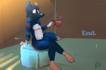 2015 3:2 3_toes 4_toes after_sex anthro beverage biped blue_body blue_fur blue_hair blue_tail bluecoffeedog bruised canid canine canis cheek_tuft coffee container countershading crossed_legs cup digital_media_(artwork) dipstick_tail domestic_dog eyebrows facial_tuft fangs feet fur grey_nose hair hi_res holding_container holding_cup holding_object hot_drink ice ice_cube inner_ear_fluff inside liberty_(bluecoffeedog) male mammal markings multicolored_body multicolored_fur multicolored_tail nude pain short_hair sitting solo sound_effects steam tail tail_markings teeth toes tuft two_tone_body two_tone_fur two_tone_tail white_body white_fur white_tail wounded yellow_eyes