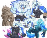 abs anthro belt biceps blue_body blue_fur clothed clothing fingerless_gloves fur gloves hair handwear male multicolored_body multicolored_fur muscular muscular_anthro muscular_arms muscular_male pecs simple_background solo white_body white_fur wolfmalro cheong_hwan canid canine canis mammal wolf 2020 digital_media_(artwork) hi_res