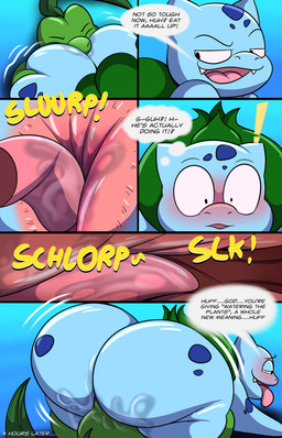 anal anthro anus anus_close-up big_butt blush bodily_fluids butt close-up deep_rimming dialogue duo facesitting facesitting_pov feral hand_on_butt huge_butt internal internal_anal internal_rimming licking male motion_lines nude nude_male onomatopoeia oral rimming rimming_male saliva saliva_on_anus saliva_on_butt sex sitting_on_another sound_effects text thinking time_skip tongue tepigfan101 nintendo pokemon axel_the_bulbasaur bulbasaur generation_1_pokemon generation_3_pokemon grovyle pokemon_(species) absurd_res comic english_text hi_res
