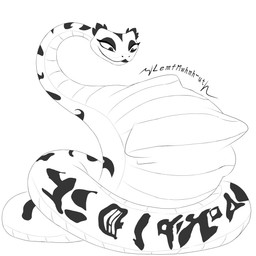 abdominal_bulge belly female feral looking_at_self looking_down looking_pleasured muffled muffled_speech oral_vore soft_vore solo struggling struggling_prey vore ashantihyena dreamworks kung_fu_panda master_viper reptile scalie snake 1:1 absurd_res hi_res monochrome