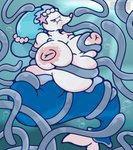 belly big_belly big_breasts blue_eyes blue_hair blush bodily_fluids bound breasts female feral hair long_hair nipples nude oral overweight overweight_female overweight_feral penetration sex simple_background solo tentacle_sex tentacles white_body sushirolldragon nintendo pokemon generation_1_pokemon generation_7_pokemon mammal marine pinniped pokemon_(species) primarina tentacruel hi_res