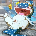 anthro anus ballbusting balls biped blush bound cock_and_ball_torture dorsal_fin fin fingers genital_torture genitals glans humanoid_genitalia humanoid_penis kemono male open_mouth penis shota solo swimming_pool tail tongue uvula young young_anthro young_male nakayan samekuro_(sawarareshi) carpet_shark fish marine shark whale_shark 1:1 hi_res