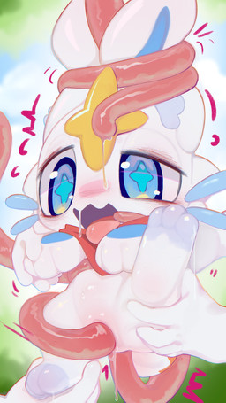 anal anal_penetration biped bipedal_feral blue_body blue_eyes bodily_fluids carrying_another chibi disembodied_hand double_penetration female female_feral female_focus feral feral_focus forehead_horn front_view glistening glistening_body glistening_tentacles group holding_both_legs kerchief monotone_body neckerchief neckwear one_eye_half-closed one_leg_up open_mouth paws penetration raised_leg red_tentacles saliva sex solo_focus star_pupils tentacle_around_ear tentacle_in_ass tentacle_in_vagina tentacle_penetration tentacle_sex tentacles trio vaginal vaginal_penetration white_body falni lagomorph mammal 2026 9:16 absurd_res digital_drawing_(artwork) digital_media_(artwork) hi_res shaded soft_shading