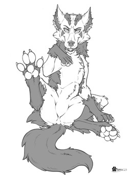 ears_up fangs featureless_crotch feet feral foot_focus fur half-closed_eyes looking_at_viewer male narrowed_eyes nude null open_mouth pawpads paws raised_leg raised_paw sitting solo spread_legs spreading tail tail_between_legs teeth tongue marcushunter nintendo pokemon generation_3_pokemon mightyena pokemon_(species) 2023 greyscale monochrome signature