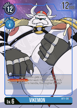 anthro armor balls belly blue_eyes bodily_fluids card erection fur genital_fluids genitals harness headgear helmet horn horned_helmet male masturbation musclegut muscular nipples pecs penis playing_card precum solo text white_body white_fur gendomx bandai_namco digimon digimon_(species) vikemon english_text hi_res