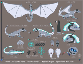 back_wings blue_eyes claws female feral horn mane scales spread_wings tattoo text wings fleety_(artist) mythology dragon mythological_creature mythological_scalie scalie absurd_res hi_res model_sheet