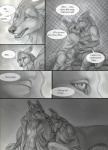 anthro bodily_fluids canid canine canis chain-link_fence clothed clothing comic crying dialogue digital_media_(artwork) duo embrace english_text eyes_closed fence fully_clothed fur furniture greyscale hug male mammal marcus_(rukis) monochrome on_sofa reis rukis sleeping sofa speech_bubble tail tears text wolf young young_anthro