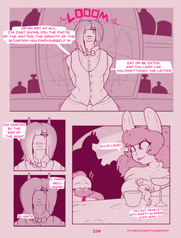 bartender bodily_fluids breasts cum dialogue genital_fluids messy text funkspunky infernus_(funkspunky) patreon lagomorph leporid mammal mouse murid murine rabbit rodent comic english_text hi_res monochrome url