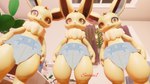 16:9 3d_(artwork) 4k absurd_res anthro blender_(artwork) butt clothed clothing diaper diaper_fetish diaper_only digital_media_(artwork) eevee generation_1_pokemon group hand_on_hip hi_res imminent_sex looking_at_viewer looking_down low-angle_view male male/male nintendo pokemon pokemon_(species) pose snowie1_(artist) topless trio view_between_legs wearing_diaper widescreen