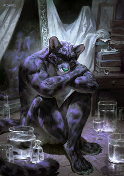 4_toes anthro balls black_body black_fur book claws container crossed_arms crossed_legs cup curtains feet framed_picture fur furniture genitals glass glass_container glass_cup green_claws green_nose hands_on_knees hands_on_legs inner_ear_fluff inside looking_at_viewer male mirror noir nude_anthro nude_male purple_eyes purple_stripes reflection sitting solo stripes text toe_claws toes tuft whisker_spots whiskers alsares clouded_leopard felid mammal pantherine 2025 artist_name digital_media_(artwork) hi_res