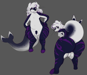 anthro backsack balls belly big_butt butt claws freckles genitals hair hands_on_hips humanoid_genitalia humanoid_penis looking_at_viewer looking_back male moobs multicolored_body multiple_poses paws penis pose presenting presenting_hindquarters raised_tail simple_background slightly_chubby small_balls small_penis solo spots tail thick_tail whiskers wide_hips villegreen aquatic leopard_seal mammal pinniped seal absurd_res hi_res