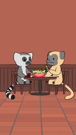 4_fingers 4_toes bamboo bamboo_stick black_body bowl chair comedic_explosion container cup cyanide cyanide_(poison) death eating eating_food explosion eye_markings feet fingers floor food_poisoning furniture grey_body hand_feet humor instant_death long_tail male markings poison poison_joke poisoned prehensile_feet public restaurant striped_markings striped_tail stripes table tail tail_markings tan_body text tile tile_floor toes what white_body why natural_habitok natural_habitat_shorts golden_bamboo_lemur lemur mammal primate ring-tailed_lemur strepsirrhine 2025 9:16 animated english_audio english_description english_text hi_res short_playtime sound subtitled voice_acted