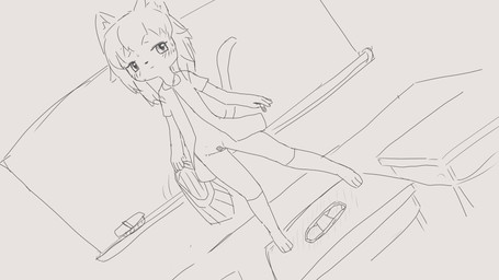 anthro band-aid band-aid_on_genitals band-aid_on_pussy bandage blush blush_lines bodily_fluids bottomless bottomless_anthro bottomwear chalkboard classroom clothed clothing dutch_angle eyelashes female footwear furrowed_eyebrows holding_bottomwear holding_clothing holding_object holding_skirt inside kemono panties school skirt socks solo standing sweat sweatdrop tail underwear young young_anthro hurai_of_kaki koromo_(hurai_of_kaki) domestic_cat felid feline felis mammal 16:9 2025 hi_res widescreen
