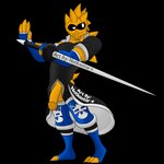 1:1 alpha_channel anthro casual_exposure clothing conditional_dnp costume elemental_creature emblem flora_fauna genitals gloves handwear male mario_bros melee_weapon nintendo notkastar penis plant pokey_(mario) rapier solo spikes sword weapon zatch_(notkastar)