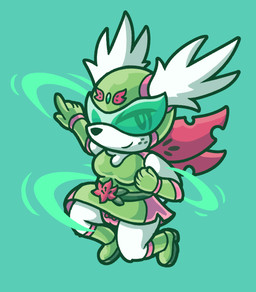 anthro armor bottomwear bow_panties bow_underwear breasts camel_toe chest_tuft clothed clothing dress female flower fluffy_ears freckles green_clothing green_dress headgear helmet panties petals pink_clothing pink_panties pink_underwear plant raised_bottomwear raised_clothing raised_skirt skirt solo tuft underwear upskirt visor_helmet white_body wind maskedfurry nintendo pokemon generation_4_pokemon legendary_pokemon pokemon_(species) shaymin sky_forme_shaymin absurd_res hi_res