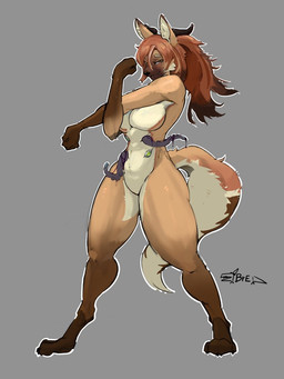 anthro big_breasts biped breasts digitigrade featureless_breasts featureless_crotch female female_anthro gloves_(marking) leg_markings looking_at_viewer markings muscular muscular_female nude nude_anthro nude_female outline pose simple_background socks_(marking) solo tentacles thick_thighs three-quarter_view brendanhparty canid canine fox mammal 3:4 digital_drawing_(artwork) digital_media_(artwork) full-length_portrait portrait shaded signature simple_shading