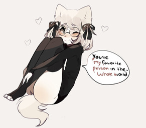 accessory alternative_fashion anthro bangs biped black_clothing black_legwear black_thigh_highs black_topwear blush bottomless clothed clothing eyewear female glasses hair hair_accessory hair_ribbon heart_symbol j-fashion jirai_kei legwear one_eye_closed ribbons round_glasses simple_background solo speech_bubble text thigh_highs topwear fredek666 marie_(fredek666) mammal 2018 digital_media_(artwork) english_text hi_res light_theme