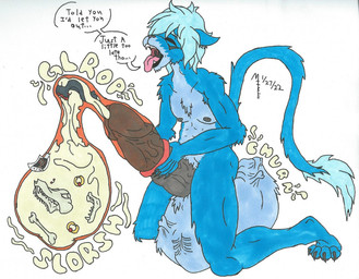 4_toes 5_fingers after_vore anthro balls big_balls big_penis blue_balls blue_body blue_fur bodily_fluids bone bones_in_balls bones_in_cum catch_condom claws cock_vore condom cum cum_vore death digestion eyebrows eyes_closed fatal_vore feet fingers fur genital_fluids genitals grey_claws grey_nipples grey_pawpads grey_penis hair huge_balls huge_penis humanoid_genitalia humanoid_penis kneeling male male_pred multicolored_body multicolored_fur nipples open_mouth orgasm_face pawpads penile penis pink_tongue sexual_barrier_device sharp_teeth simple_background skull solo tail tail_tuft talking_to_prey teal_eyebrows teal_hair teeth text toes tongue tongue_out tuft vein veiny_penis vore wearing_condom white_background mikefox2400 jolt_(mikefox2400) felid lion mammal pantherine english_text