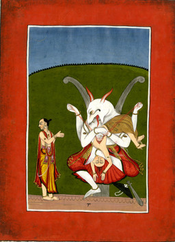 4_arms 5_fingers 5_toes anklet anthro armlet biped blood bodily_fluids bracelet carrying_another clothed clothed_anthro clothed_human clothed_male clothing corpse death detailed_background disembowelment eyes_closed fangs feet fingers gem gore group gutted hair hands_together humanoid_feet humanoid_hands indian_clothing jewelry looking_away male male_anthro male_human melee_weapon multi_arm multi_limb necklace open_mouth outside pattern_clothing pearl_(gem) pearl_necklace pelvic_curtain plantigrade praying praying_hands print_clothing religion sash shawl shoulder_carry side_view standing sword teeth toes topless topless_anthro topless_human topless_male trio weapon white_body unknown_artist asian_mythology hindu_mythology hinduism mythology hiranyakashipu narasimha prahlada deity felid human lion mammal pantherine 19th_century absurd_res ancient_art gouache_(artwork) hi_res painting_(artwork) traditional_media_(artwork) traditional_painting_(artwork) father_(lore) father_and_child_(lore) father_and_son_(lore) parent_(lore) parent_and_child_(lore) parent_and_son_(lore) son_(lore)