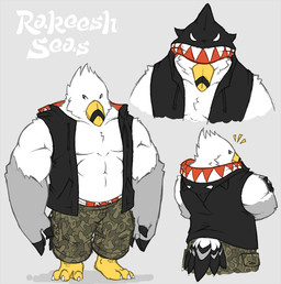 3_toes abs anthro arm_tuft avian_feet barefoot beak big_arms big_forearms bottomwear broad_shoulders camo camo_bottomwear camo_clothing camo_pants camo_print cheek_tuft chest_tuft claws clothed clothing elbow_tuft facial_tuft feather_hands feathered_body feathers feet forearms front_view grey_body head_tuft hood hoodie long_arms loose_pants male multicolored_body muscular muscular_anthro muscular_male open_clothing open_hoodie open_topwear oversized_bottomwear oversized_clothing oversized_pants pants pattern_bottomwear pattern_clothing pattern_pants pecs rear_view roid_gut shirtless shirtless_anthro shirtless_male shoulder_tuft simple_background simple_eyes soft_abs solo striped_beak tail tail_feathers text toe_claws toes topwear tuft uncolored_eyes visible_underwear white_body greenendorf rakeesh avian bird gull lari larid 2008 colored_sketch digital_media_(artwork) english_text headshot_portrait model_sheet portrait sketch