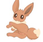 anus blush brown_body female feral genitals looking_at_viewer one_leg_up open_mouth pussy raised_leg simple_background solo white_background fluffydasher nintendo pokemon eevee generation_1_pokemon pokemon_(species)