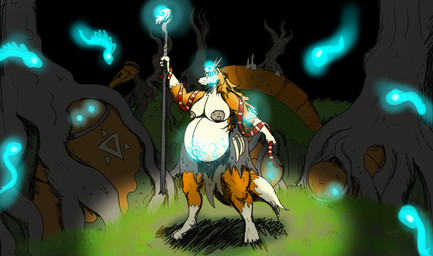 anthro belly big_belly clay dancing female glowing grass huge_belly magic_user plant pregnant pregnant_anthro pregnant_female ritual ritual_site shaman solo tattoo tribal_spellcaster vwpologt jewish_mythology mythology canid canine fox mammal mythological_creature mythological_golem spirit hi_res