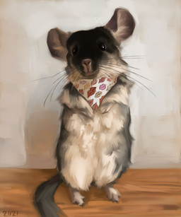 ambiguous_gender black_body black_eyes black_fur feral fluffy fur grey_body grey_fur neckwear quadruped solo standing whiskers white_body white_fur alexpahomov chinchilla chinchillid mammal rodent 2021 hi_res