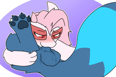 animal_genitalia anthro balls blue_body blue_fur bodily_fluids dominant dominant_female duo feet female feral fluffy fluffy_balls fluffy_tail fur genital_fluids genitals gentle_femdom hair hug male male/female nude oral pawpads paws pink_hair sheath sheath_suck size_difference smile solo_focus submissive submissive_male tail toes tuft wet_balls white_body white_fur stealthyspirit nintendo pokemon cherry_(ztwidashz) nuke_(stealthyspirit) canid canine eeveelution generation_2_pokemon legendary_pokemon lugia mammal pokemon_(species) umbreon digital_media_(artwork)