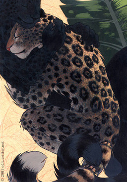 ambiguous/ambiguous ambiguous_gender anthro black_body brown_body duo eyes_closed hug hugging_another melanistic nude oce felid leopard mammal pantherine 2001 acrylic_painting_(artwork) painting_(artwork) traditional_media_(artwork) traditional_painting_(artwork)
