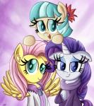 blue_eyes blue_eyeshadow blue_hair clothing eyeshadow feathered_wings feathers female group hair horn makeup multicolored_hair pink_hair scarf two_tone_hair wings yellow_body yellow_feathers daniel-sg friendship_is_magic hasbro my_little_pony mythology coco_pommel_(mlp) fluttershy_(mlp) rarity_(mlp) earth_pony equid equine horse mammal mythological_creature mythological_equine pegasus pony unicorn 2014