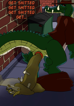 after_vore bone bones_in_feces dialogue disposal excessive_feces feces hyper hyper_feces hyracotherium male public public_exposure scat_disposal vore filthivore kieron_the_kaprosuchus crocodilian equid equine kaprosuchus mammal reptile scalie hi_res