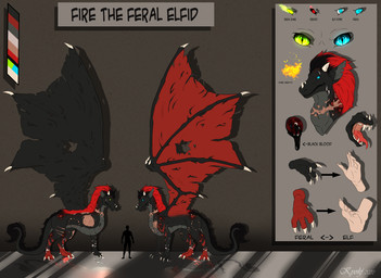 4_toes back_mane black_body black_scales blue_eyes claws color_swatch digitigrade fangs feet female feral green_eyes heterochromia mane membrane_(anatomy) membranous_wings scales scar scars_all_over sharp_teeth simple_background solo tail tail_tuft teeth text toe_claws toes tuft two_tone_wings wing_claws wings kyokj european_mythology mythology fire_(kyokj) dragon mythological_creature mythological_scalie scalie western_dragon english_text hi_res model_sheet