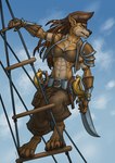 abs anthro biceps breasts dreadlocks female medium_breasts midriff muscular muscular_anthro muscular_female obliques pecs pecs_with_breasts pirate solo conditional_dnp inert-ren blizzard_entertainment warcraft canid canine canis mammal werecanid werecreature wolf worgen