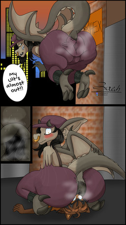 accident accidental_exposure accidental_facesitting anal anal_musk anthro anus anus_outline big_anus big_butt black_eyes black_hair blush blushing_profusely bodily_fluids bottomwear brown_body brown_fur brown_hair brown_markings building butt city city_background cityscape claws clothing deep_rimming dialogue duo embarrassed facesitting facial_piercing female female/female flat_chested fur gaping gaping_anus green_body green_scales grey_hair hair hair_ears hat headgear headwear horn huge_anus hyper hyper_anus markings membrane_(anatomy) membranous_wings musk musk_cloud musky_anus musky_butt nose_piercing nose_ring oral orange_pupils pants piercing puffy_anus pupils raised_tail rimming ring_piercing scales sex sitting_on_another size_difference suspenders sweat sweaty_anus tail tan_body tan_markings tan_scales text wings x_pupils yellow_eyes conditional_dnp zer0rebel4 deadlock discord_(app) telegram valve ivy_(deadlock) tanukimute canid canine gargoyle mammal raccoon_dog scalie tanuki 2026 absurd_res comic english_text hi_res shaded soft_shading gynomorph_(lore) trans_(lore) trans_woman_(lore)