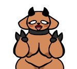 ahegao anthro big_breasts breasts collar collar_only deer female gesture hand_gesture horn looking_pleasured mammal minigoat nipples nude olivia_the_deer shaded simple_background simple_eyes simple_shading solo v_sign wide_hips