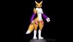 3d_modeling 3d_print anthro blue_eyes breasts claws clothing featureless_breasts featureless_crotch female fist fur gloves handwear looking_straight simple_background smile solo stage tattoo white_body white_fur yellow_body yin_yang sillytoys bandai_namco digimon digimon_(species) renamon 3d_(artwork) digital_media_(artwork) hi_res