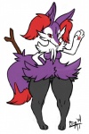 anthro black_pussy breasts female genitals inner_ear_fluff long_tail looking_at_viewer nude pussy solo tail tuft wide_hips cautioncat nintendo pokemon braixen canid canine generation_6_pokemon mammal pokemon_(species) shiny_pokemon