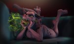 anthro bad_breath breath claws exposed_teeth furniture horn licking looking_at_viewer male open_mouth prehensile_tail simple_background sofa solo tail tail_claws tongue tongue_out yipkin leg_(yipkin) kobold reptile scalie 3d_(artwork) digital_media_(artwork) hi_res